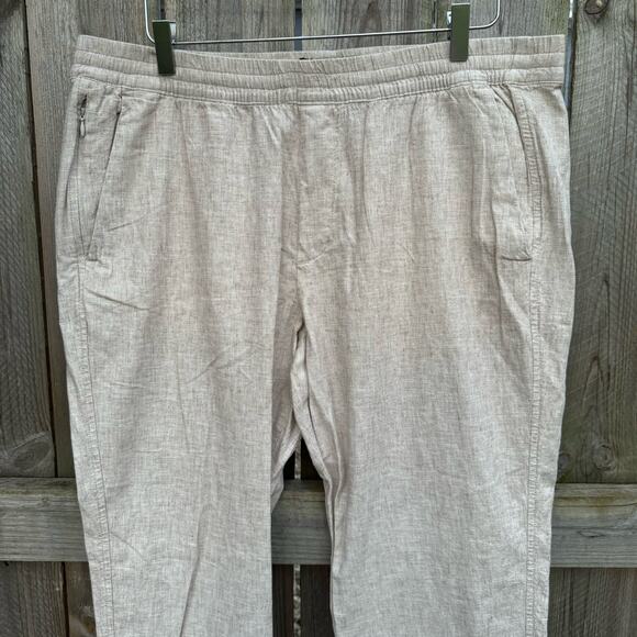 Abercrombie & Fitch Pants Stretch Size XL Cotton Linen Blend Beige NWT - Picture 3 of 9